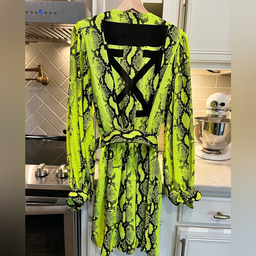 OFF/WHITE 80s Deep V Python-Print Mini Dress - Picture 4 of 14